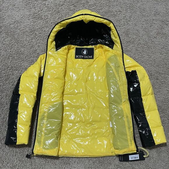 Body Glove Jacket Women Small Yellow Puffer Duck Down Face Hood Zip Up Dandelion - Picture 9 of 13